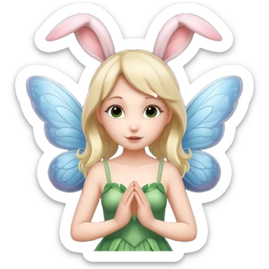a fairy with wings and with bunny ears, whole body sticker