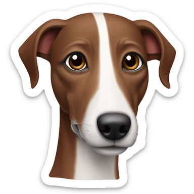 Red brown black striped whippet dog with white spots on face sticker