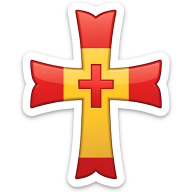 create a flag where the layout is like georgian one big cross for corner. the big cross i want is yellow  sticker