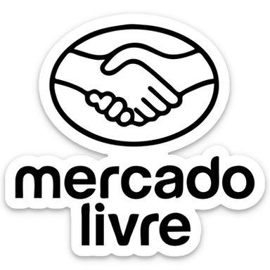 icon of Mercado Livre, outlined style, minimal, black lines, no fill sticker