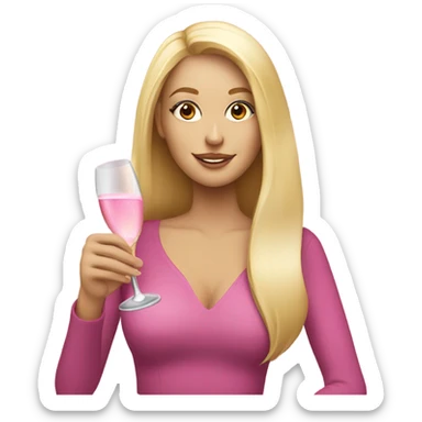 Pretty blonde lady with long hair drinking pink champagne sticker