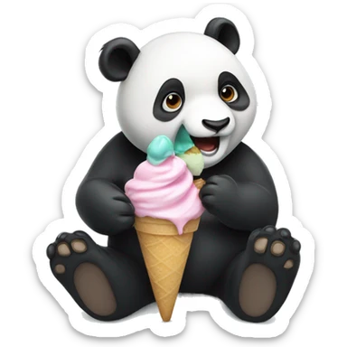 Panda eating ice cream sticker