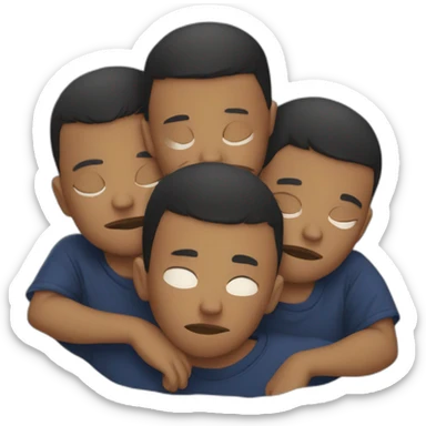 team of sad boys huging eachother sticker