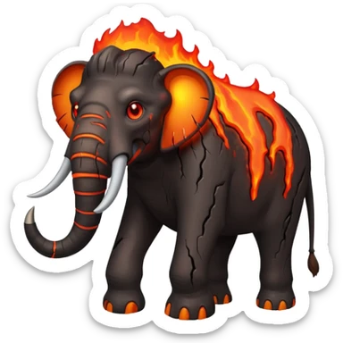 Magma+🦣+lava and cracks into a living creature with glowing red eyes I call lava mammoth 🦣 {hellephant} sticker