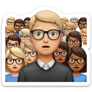 a person feeling nervous in a crowd sticker