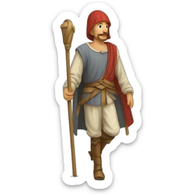 A person who walks on stilts, walking medeival fair sticker