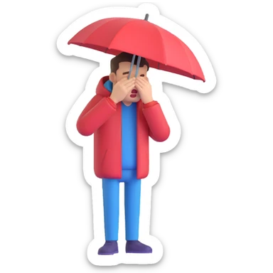 sneezing man under the rain sticker