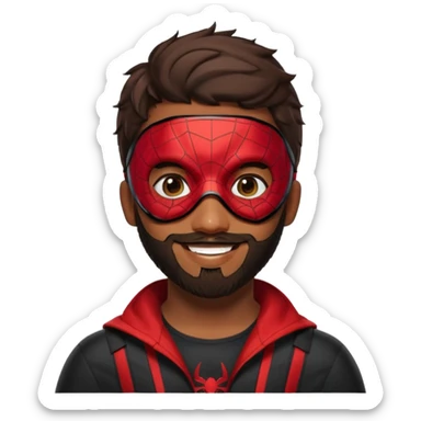 Miles Morales with beard, eye mask, low fade sticker