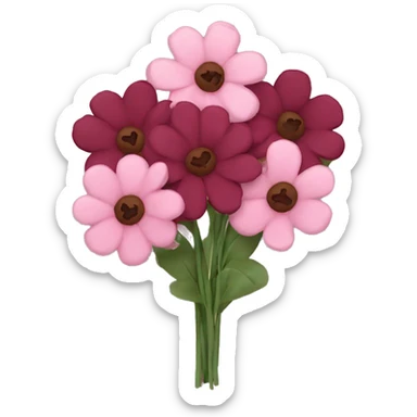 Pink and maroon flower bouquet sticker