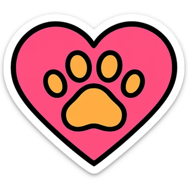 heart with a dog paw print inside, visually merging dog and heart, suitable for a tab icon sticker