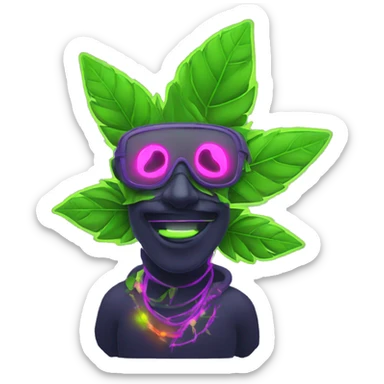 420. neon raving person smoking. dancing raver, hemp leaves sticker