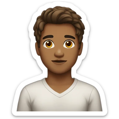 A boy with thick straight heavier hair,Sienna skin,dark eyebrown sticker