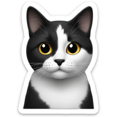 Cat black and white whit a black dot on the right side of the nose sticker
