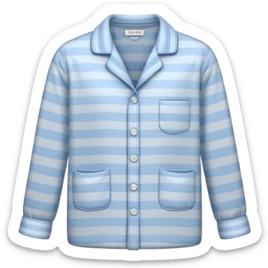 emoji of an isolated striped pajama top, light grey and pastel blue vertical stripes, button-down long sleeves, neatly folded flat-lay, no person, no body, no mannequin, cozy winter nightwear mood, soft shading, clean simple shape sticker