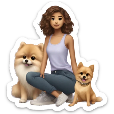 Zendaya usando ropa lila y un Pomeranian sticker