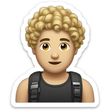 tech bro curly black hair chubby face sticker