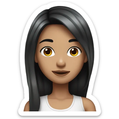 girl with black hair with white/grey hair streaks in fr sticker