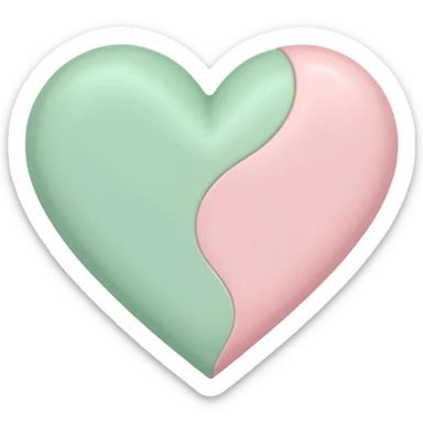 A half pastel green half pastel pink heart sticker