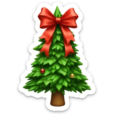 Christmas tree with red bow sticker