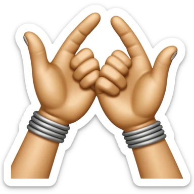 Apple-style 3D emoji of two cartoon hands tightly gripping and bending a solid metal rod, showing visible strain and tension lines around the bend, with dynamic motion curves to emphasize the effort, realistic lighting and smooth Apple emoji texture, no background. sticker