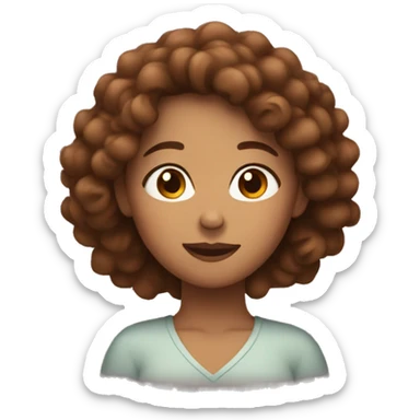 Woman with brown a bit curly hair hugging herself sticker