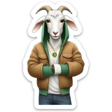 Goat standing and wearing hoodie and rolex in hands sticker
