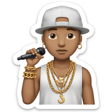 hip hop singer with microphone and chain necklace sticker