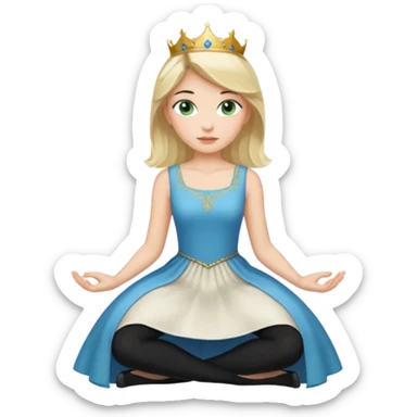 prince,  black Hair, blue eyes, garment,  woman, siiting on prince, white sleveless dress, blonde hair, green eyes, sticker