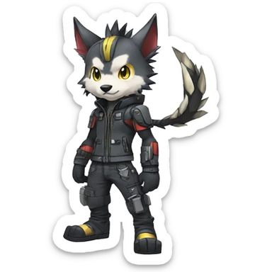 cute cool edgy futuristic punk Digimon-Fakemon-animal full body sticker