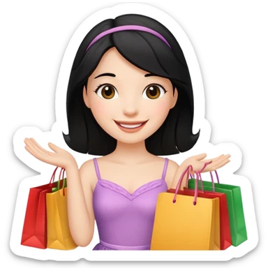 zadowlona czarnowłosa ksiezniczka jest zadowolona z zakupami sticker