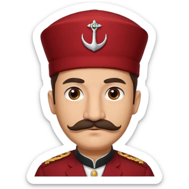 I want an emoji of a turkish man with a mustache with him wearing the traditional red thing on top of their head sticker