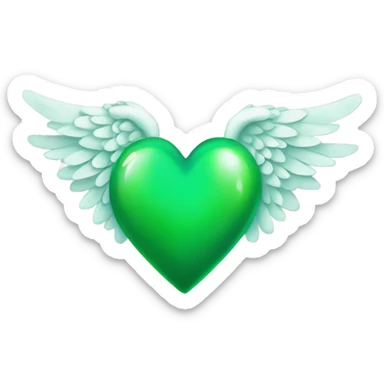 Green heart with angel wings sticker