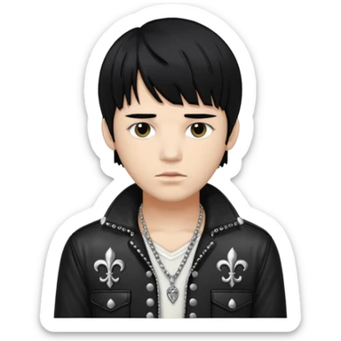 chrome hearts,man, black hair,white,normal,messy fringe sticker