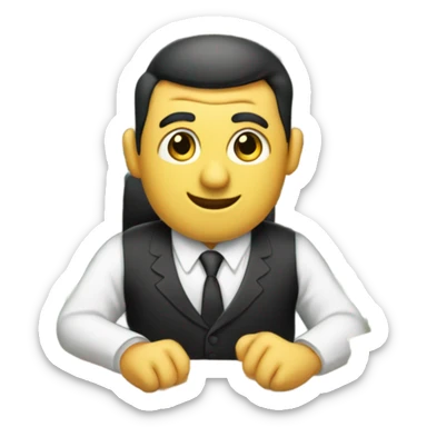 Banker counting cash sticker