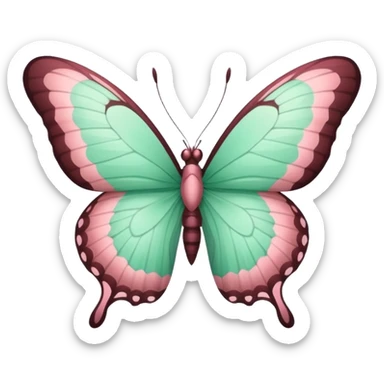 Beautiful mint green and warm dusty rose butterfly with detailed wings sticker