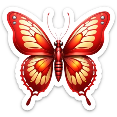 red cybernetic butterfly sticker