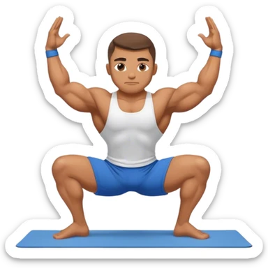 bodybuilder blue short warrior-II yoga pose sticker