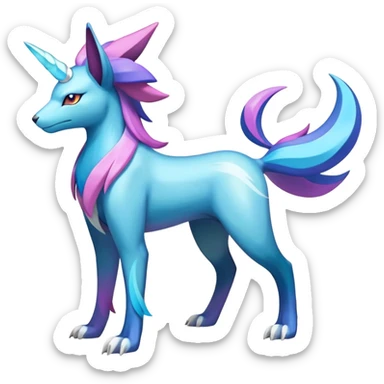 Shiny Colorful Iridescent Amaura-Cobalion-Suicune-fakemon (full body) sticker