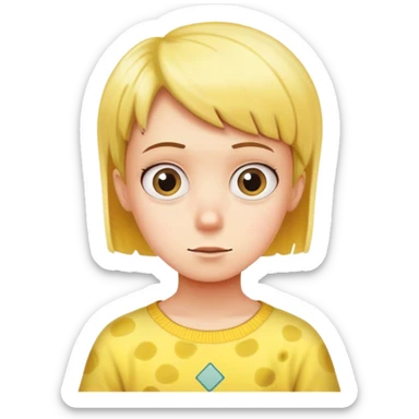 A girl with a short boy haircut watching SpongeBob  sticker