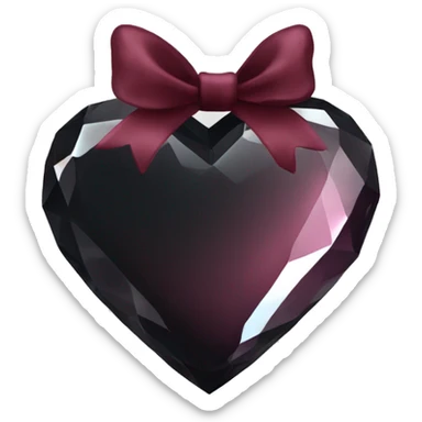 crystal black heart with burgundy bow sticker