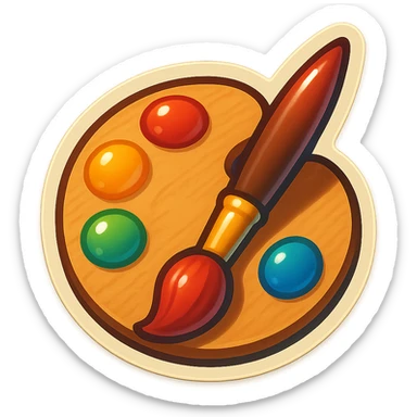 emoji style sticker of a painted palette and brush sticker