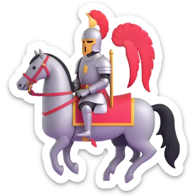 knight with a plume on helmet standing proudly sticker
