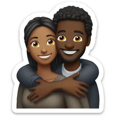 Black couple hug with warm smiles sticker