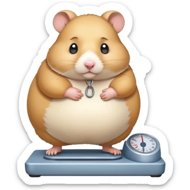 fat hamster pregnant belly stepping on a broken scale looking guilty sticker