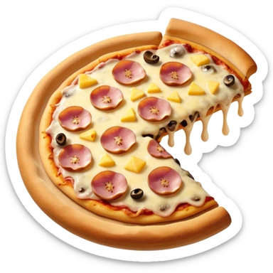 pizza with mushroom, pineapple, ham sticker