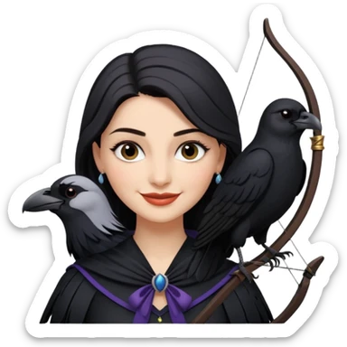 Alysanne Blackwood from Game of Thrones. She is known as black aly and is the Wife of Cregan Stark. I have her looking like Hande Erçel. Show her with a raven and a bow. Have her smirking, smiling, laughing sticker