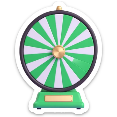 spinning prize wheel with alternating green and white sections sticker