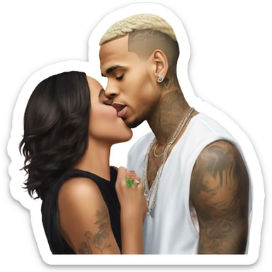 Hyper Realistic Chris Brown  Karruche Tran romantic photo  sticker