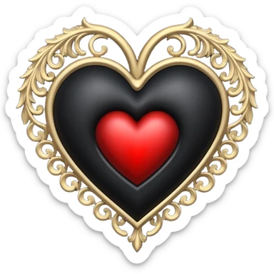 black gothic heart, ornate, dark, elegant sticker