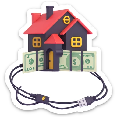 extension cable with a money sign and a house together, playful style sticker